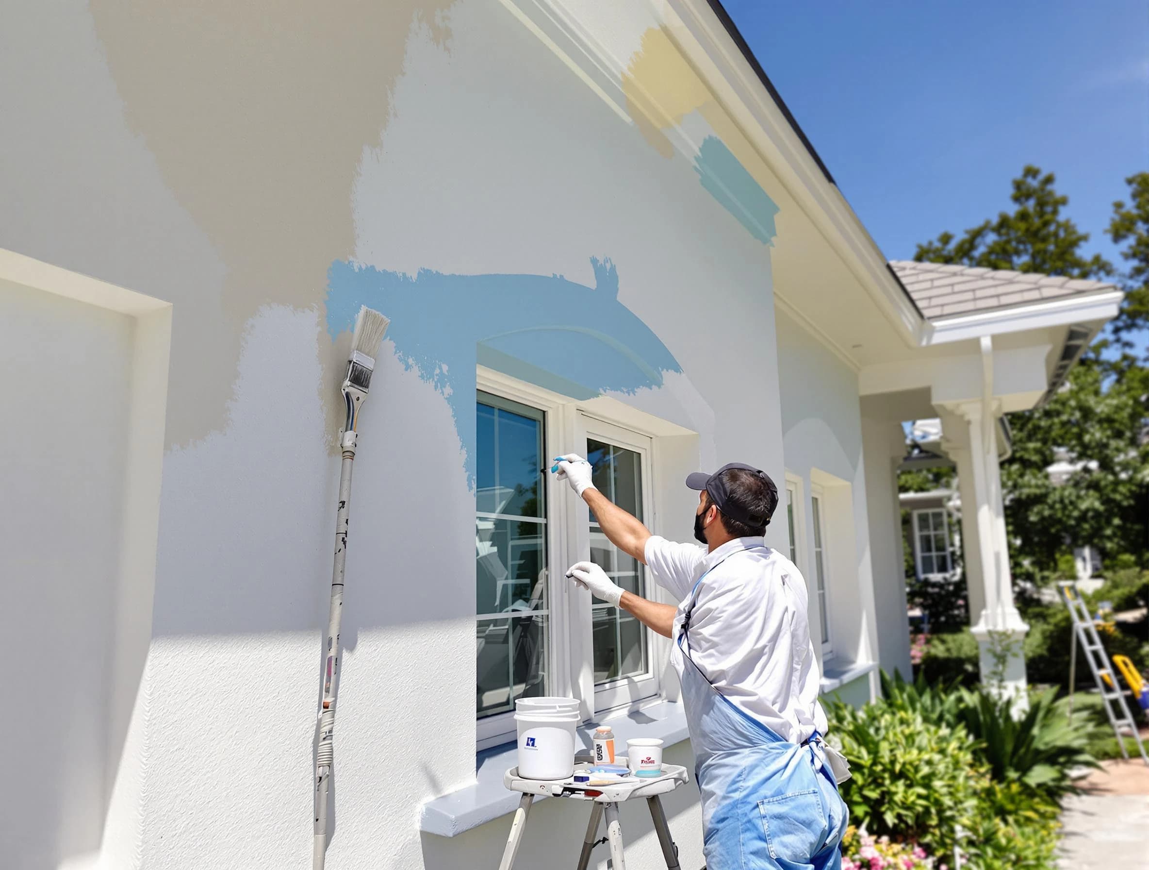 Macedonia House Painters professional painting the exterior of a house in Macedonia, OH